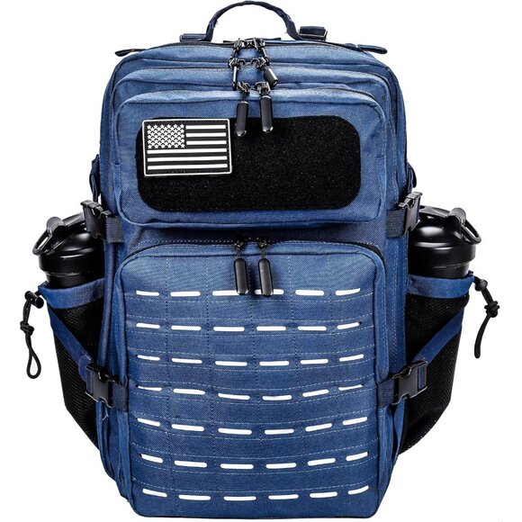 45L Tactical Backpack Molle Bag - Water-Resistant Heavy-Duty Nylon Large - Blue - Picture 1 of 6